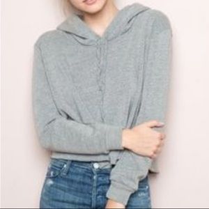 Grey Brandy Melville cropped hoodie
